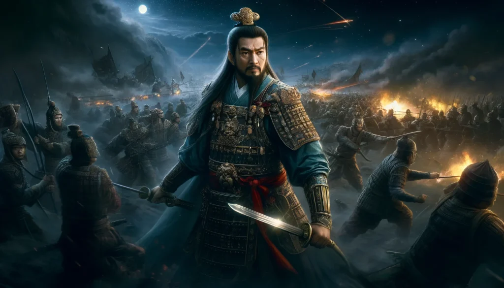 余龙武将军夜间反击敌军的战斗场景